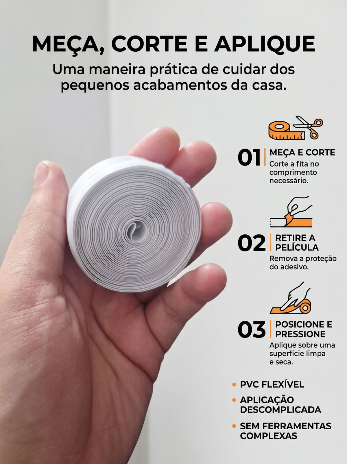 Fita Vedadora Multiuso para Forro de PVC, Pia e Banheiro | 10M, 5M, 3M