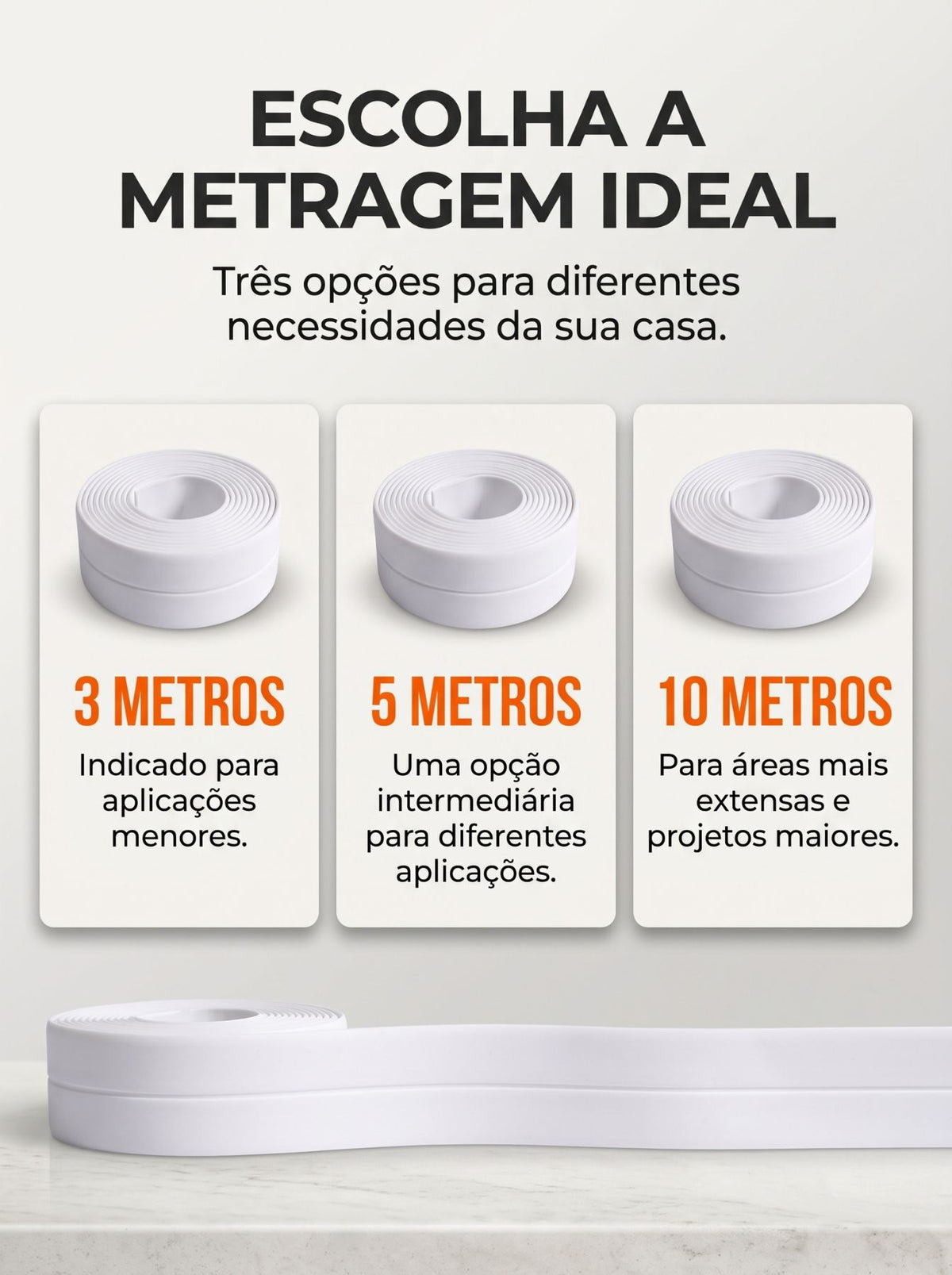 Fita Vedadora Multiuso para Forro de PVC, Pia e Banheiro | 10M, 5M, 3M